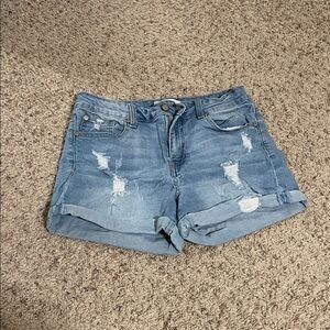 Casual Blue Distressed Jean Shorts